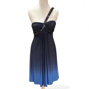 Blue Ombré One-Shoulder Sleeveless Cocktail Dress‎